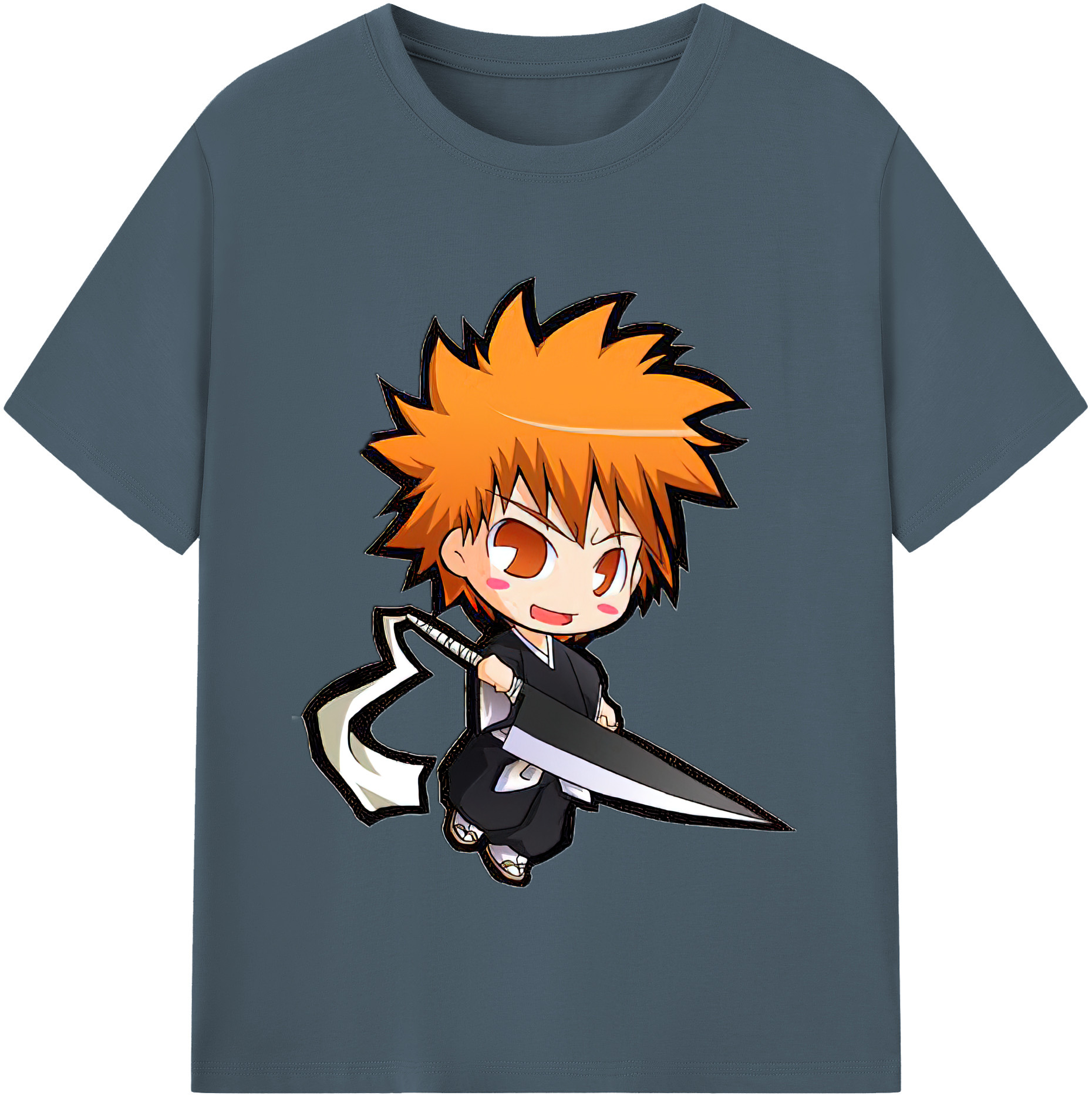 （画像用） ブリーチ 黒崎一護（くろさき いちご）BLEACH Kurosaki Ichigo 綿100％半袖Tシャツ（フロントプリント）